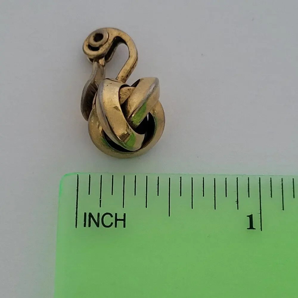 Vintage‎ Monet Knot Teardrop Gold Tone Clip on Earrings Round Glam Lot Of 2